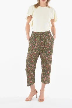 Outlet Pantaloni crop JUAN a Fiori Donna Pantaloni