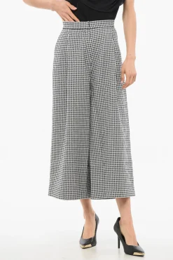 Online Pantaloni Crop Pied de Poule con Pince Donna Pantaloni