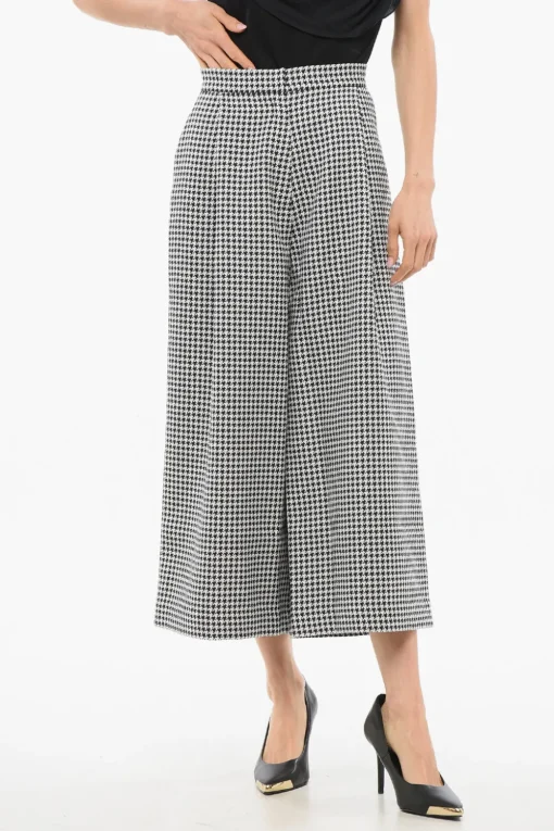 Online Pantaloni Crop Pied de Poule con Pince Donna Pantaloni