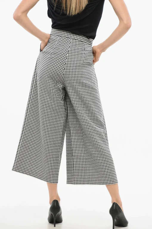 Online Pantaloni Crop Pied de Poule con Pince Donna Pantaloni