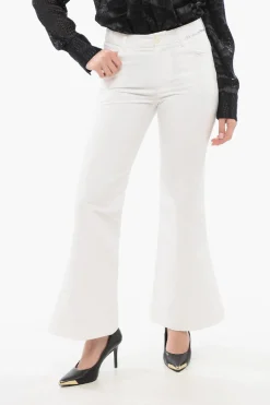 Clearance Pantaloni Crop Svasati con Logo Ricamato Donna Pantaloni