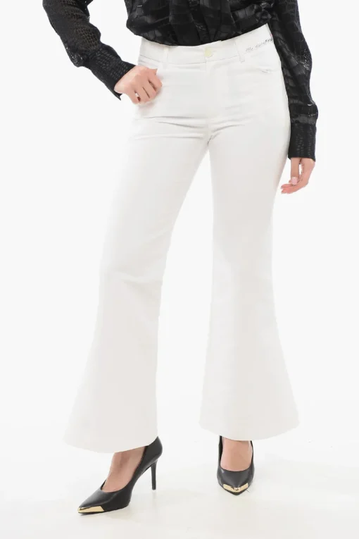 Clearance Pantaloni Crop Svasati con Logo Ricamato Donna Pantaloni