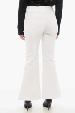 Clearance Pantaloni Crop Svasati con Logo Ricamato Donna Pantaloni