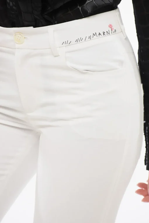 Clearance Pantaloni Crop Svasati con Logo Ricamato Donna Pantaloni