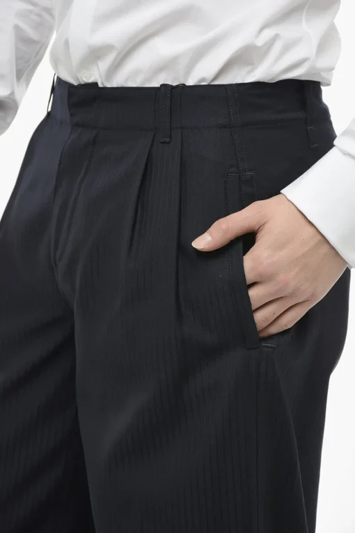 Pantaloni Cropped con Risvolto in Lana Vergine>Etro Best