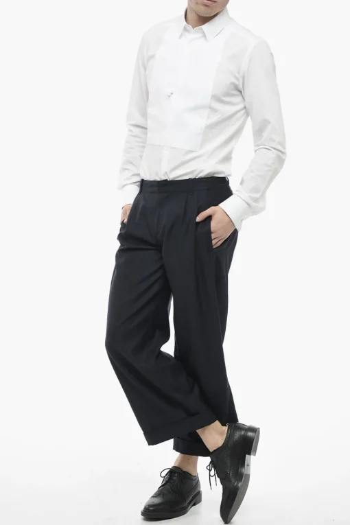 Pantaloni Cropped con Risvolto in Lana Vergine>Etro Best