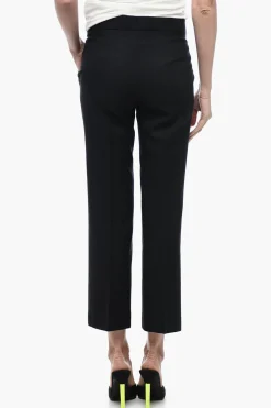 Sale Pantaloni Cropped Fit in Misto Lana con Chiusura a Scomparsa Donna Pantaloni