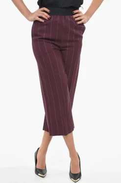 Best Pantaloni Cropped Fit in Misto Lana con Dettagli in Lurex Donna Pantaloni