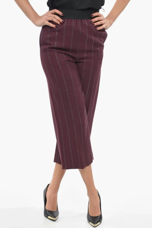 Best Pantaloni Cropped Fit in Misto Lana con Dettagli in Lurex Donna Pantaloni