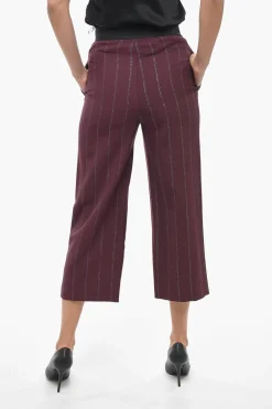 Best Pantaloni Cropped Fit in Misto Lana con Dettagli in Lurex Donna Pantaloni