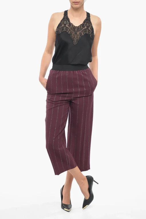 Best Pantaloni Cropped Fit in Misto Lana con Dettagli in Lurex Donna Pantaloni