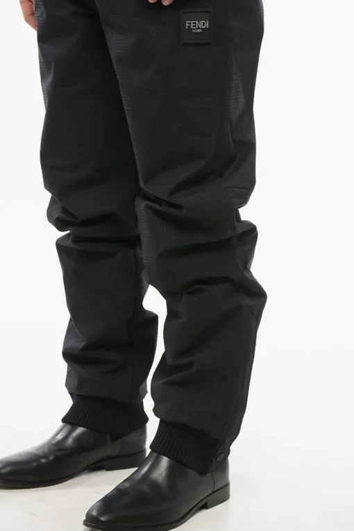 Outlet Pantaloni da Sci in Nylon con Polsini in Maglia Uomo Pantaloni