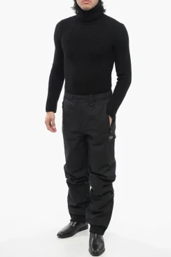 Outlet Pantaloni da Sci in Nylon con Polsini in Maglia Uomo Pantaloni