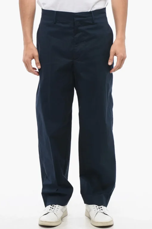 New Pantaloni E-MOTION in Cotone Stretch a Tinta Unita Uomo Pantaloni