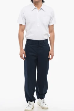 New Pantaloni E-MOTION in Cotone Stretch a Tinta Unita Uomo Pantaloni