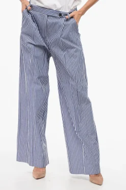 Pantaloni FAIRMONT a Righe a Gamba Ampia con 1 Pince>Department 5 Fashion