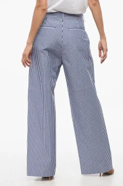Pantaloni FAIRMONT a Righe a Gamba Ampia con 1 Pince>Department 5 Fashion
