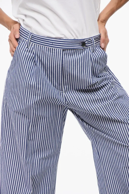 Pantaloni FAIRMONT a Righe a Gamba Ampia con 1 Pince>Department 5 Fashion