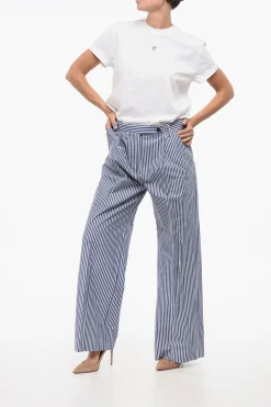 Pantaloni FAIRMONT a Righe a Gamba Ampia con 1 Pince></noscript>Department 5 Fashion