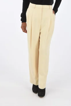 Pantaloni Flare Effetto Crepe a Vita Alta a Due Pinces>Tory Burch Hot