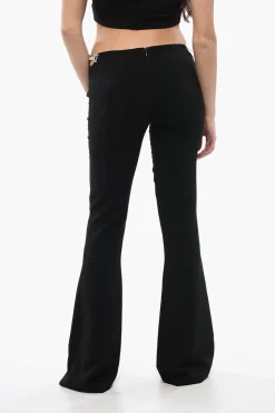 Discount Pantaloni Flared Fit con Dettaglio Gioiello Donna Pantaloni