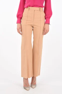 Pantaloni FLARED in Cotone con Pieghe Frontali>Super Blond Best