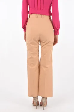 Pantaloni FLARED in Cotone con Pieghe Frontali>Super Blond Best