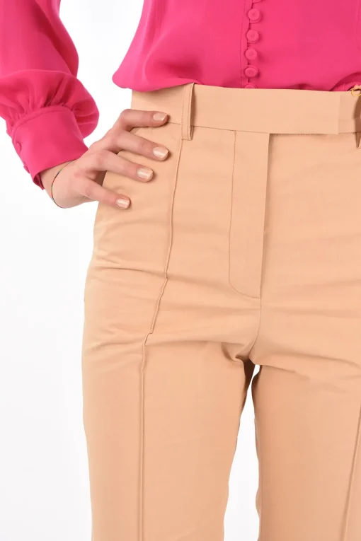 Pantaloni FLARED in Cotone con Pieghe Frontali>Super Blond Best