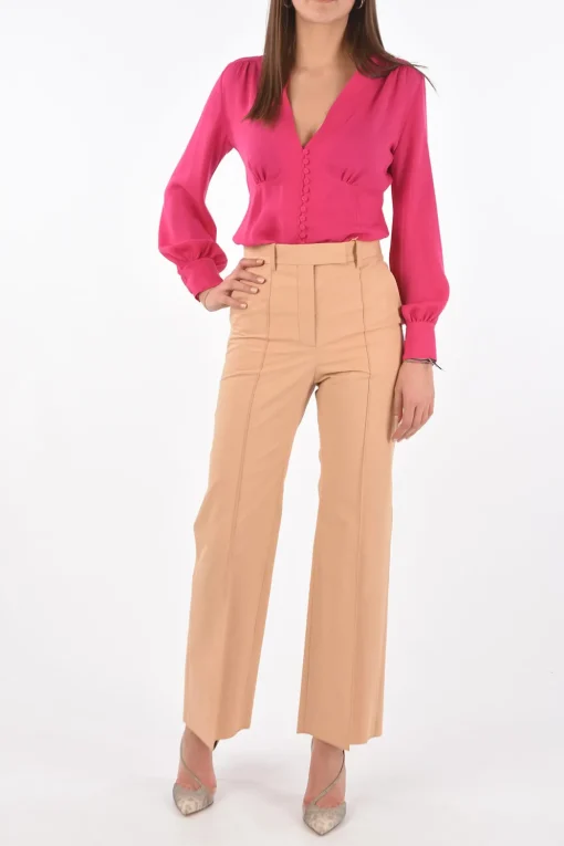Pantaloni FLARED in Cotone con Pieghe Frontali>Super Blond Best
