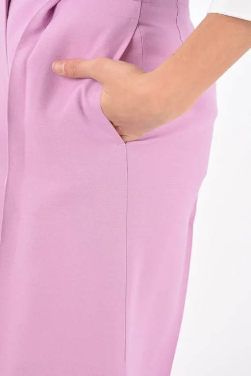 New Pantaloni Gaucho Flared in Lana e Seta ad 1 Pince Donna Pantaloni