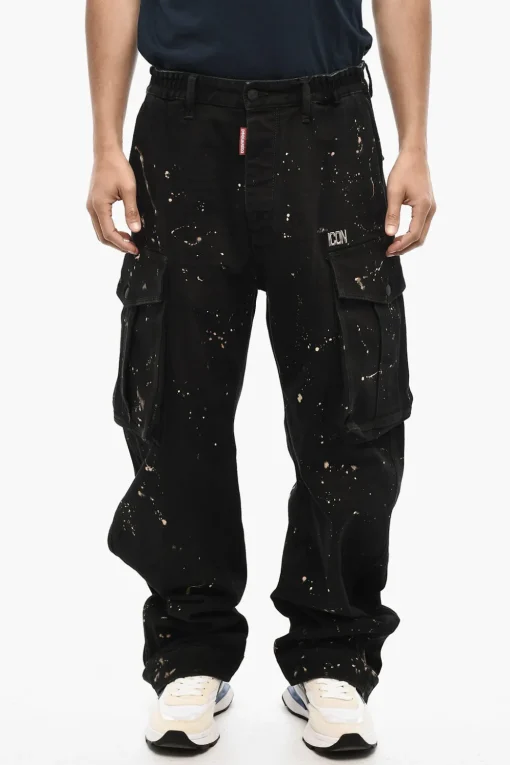 Fashion Pantaloni ICON Acid Wash Cargo Con Dettaglio in Metallo Uomo Pantaloni