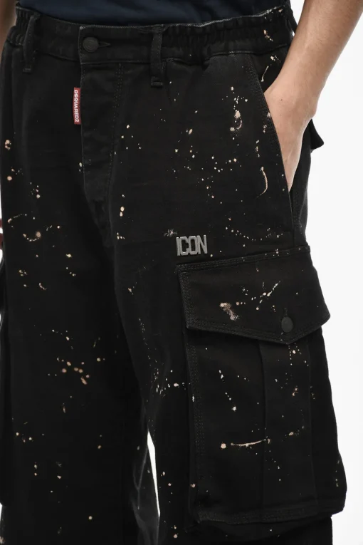 Fashion Pantaloni ICON Acid Wash Cargo Con Dettaglio in Metallo Uomo Pantaloni