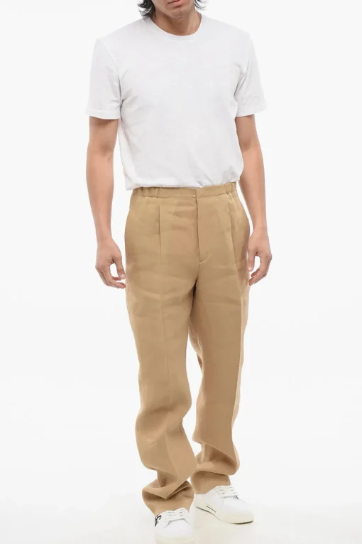 Discount Pantaloni in Carta Tessile con Elastico in Vita Uomo Pantaloni