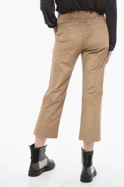 Clearance Pantaloni in Corduroy a Gamba Ampia Donna Pantaloni