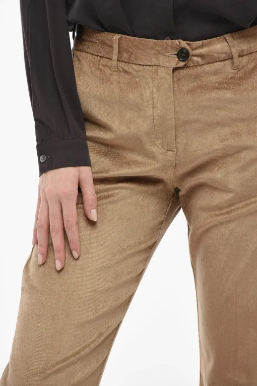 Clearance Pantaloni in Corduroy a Gamba Ampia Donna Pantaloni
