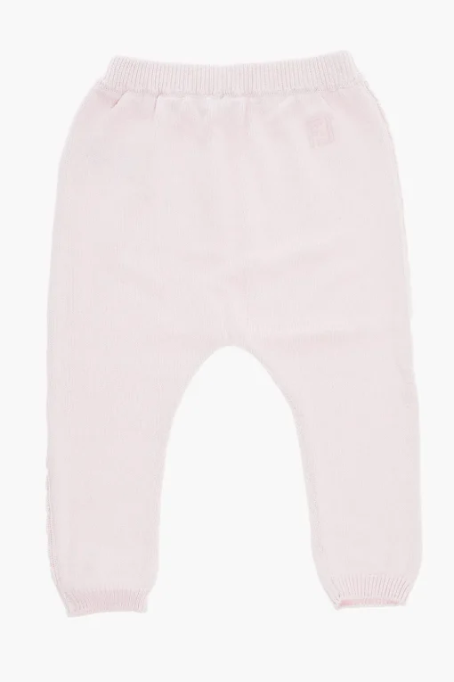 Pantaloni in Cotone e Cashmere con Elastico in Vita>Fendi Kids New