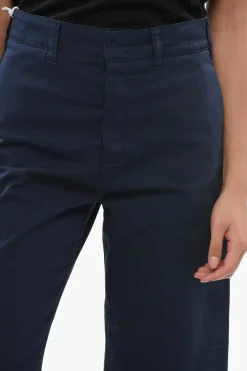 Discount Pantaloni in Cotone Stretch a Tinta Unita con Passanti Donna Pantaloni