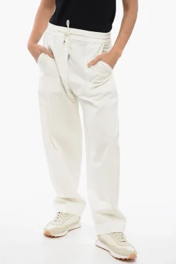 Discount Pantaloni in Cotone Stretch con Coulisse in Vita Donna Pantaloni