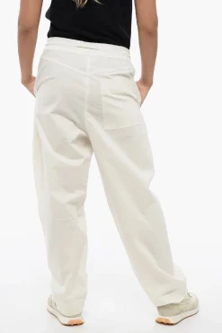 Discount Pantaloni in Cotone Stretch con Coulisse in Vita Donna Pantaloni