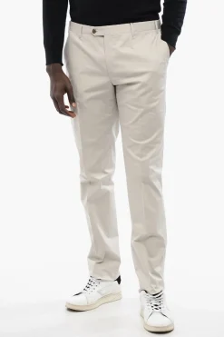 Pantaloni in Cotone Stretch a Tinta Unita con Passanti>Corneliani Hot