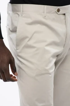 Pantaloni in Cotone Stretch a Tinta Unita con Passanti>Corneliani Hot