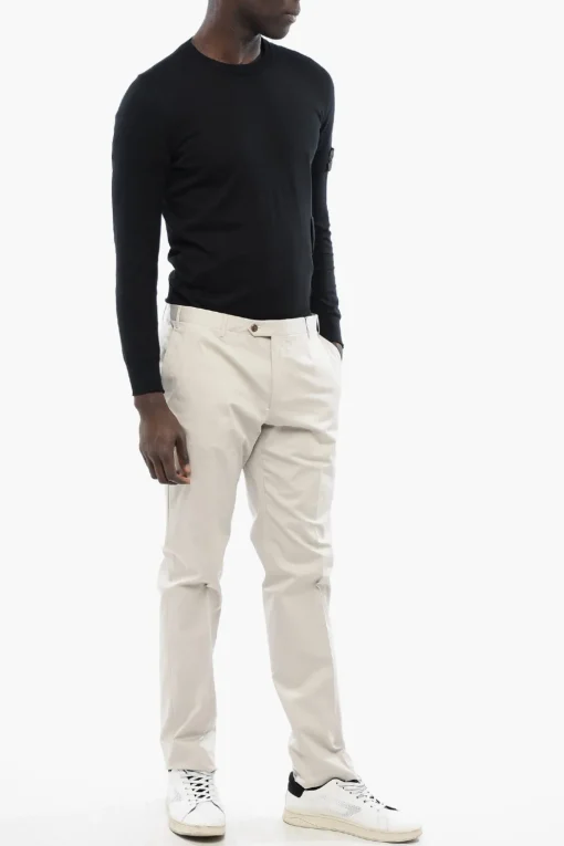 Pantaloni in Cotone Stretch a Tinta Unita con Passanti>Corneliani Hot
