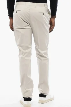 Pantaloni in Cotone Stretch a Tinta Unita con Passanti></noscript>Corneliani Hot