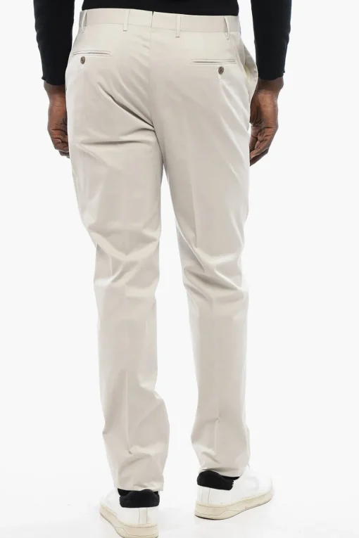 Pantaloni in Cotone Stretch a Tinta Unita con Passanti>Corneliani Hot
