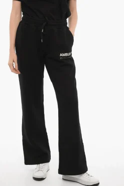 Pantaloni in Felpa a Tinta Unita con Logo Stampato>Ambush Discount