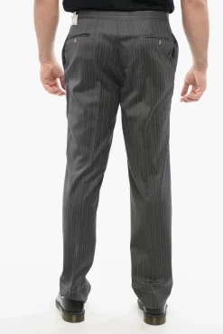Best Pantaloni in Fresco Lana con Motivo a Righe Uomo Pantaloni