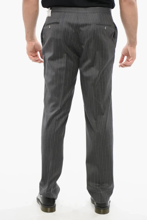 Best Pantaloni in Fresco Lana con Motivo a Righe Uomo Pantaloni