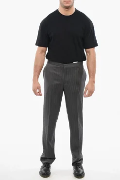 Best Pantaloni in Fresco Lana con Motivo a Righe Uomo Pantaloni