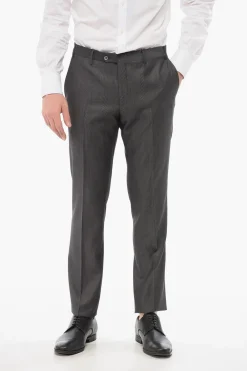Pantaloni in Fresco Lana con Motivo a Righe>Corneliani Outlet