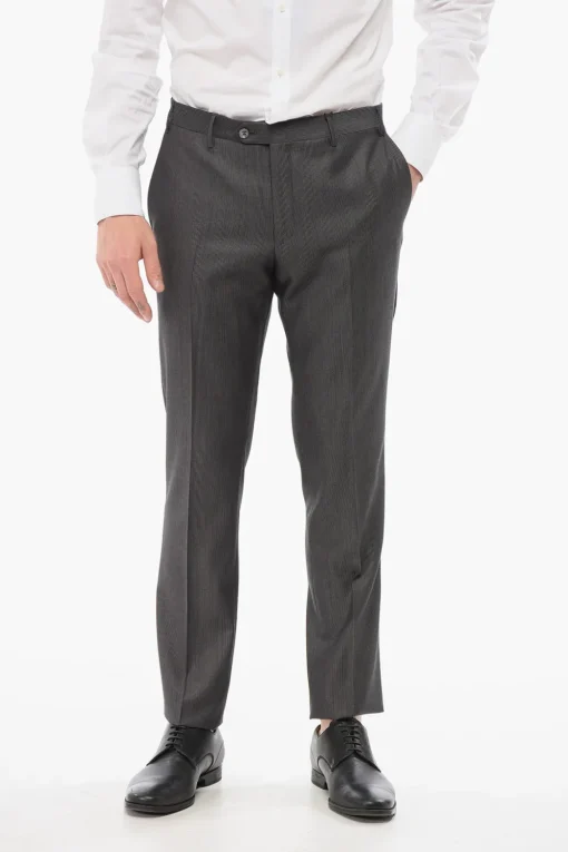 Pantaloni in Fresco Lana con Motivo a Righe>Corneliani Outlet